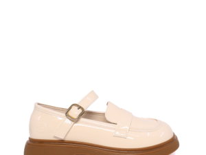 Pantofi Mary Jane fetițe Benvenuti bej din piele lăcuită 3790FP006LBE