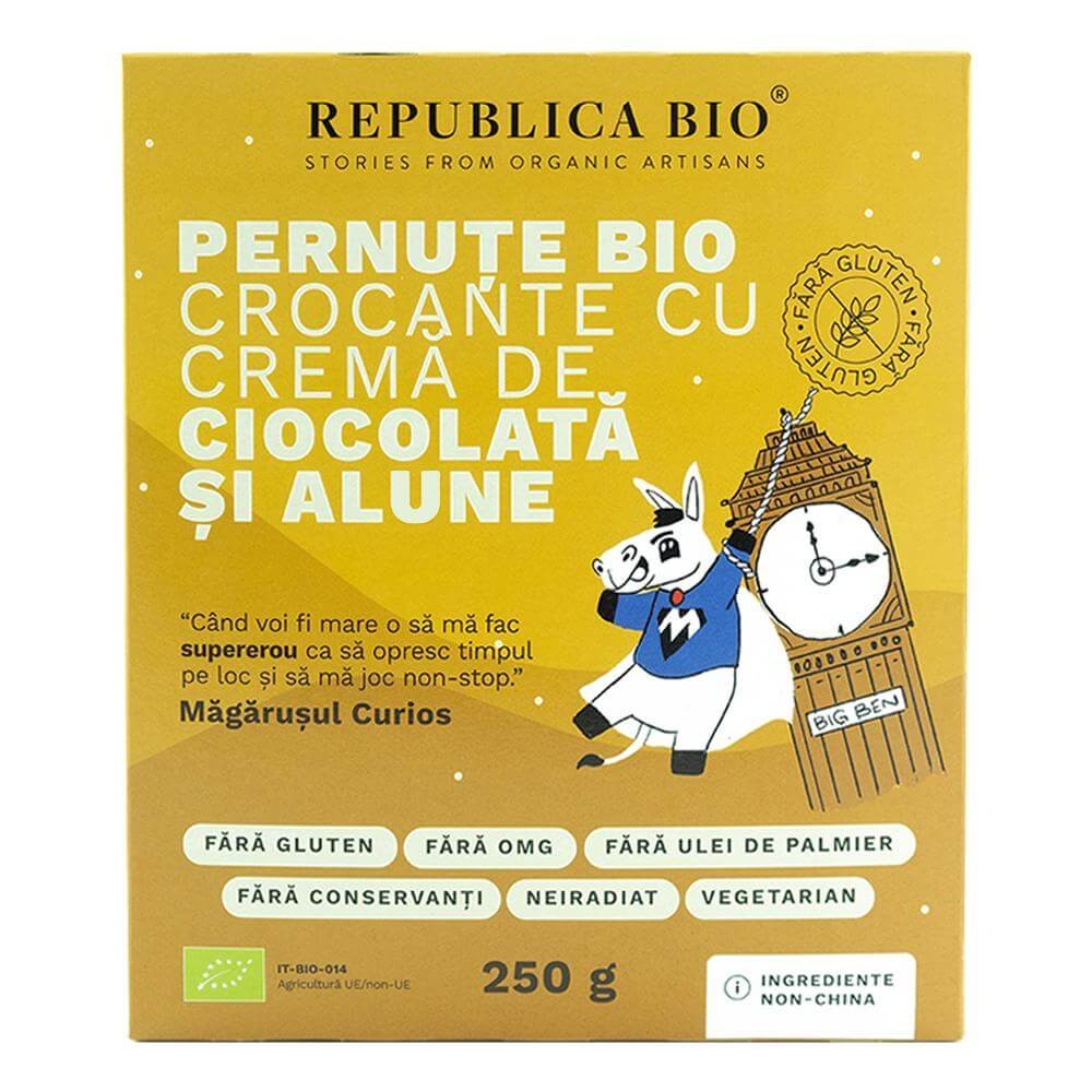 Reducere 10% - Pernute Bio crocante cu crema de ciocolata si alune, fara gluten, 250g, Republica Bio 1 Pernute Bio crocante cu crema de ciocolata si alune