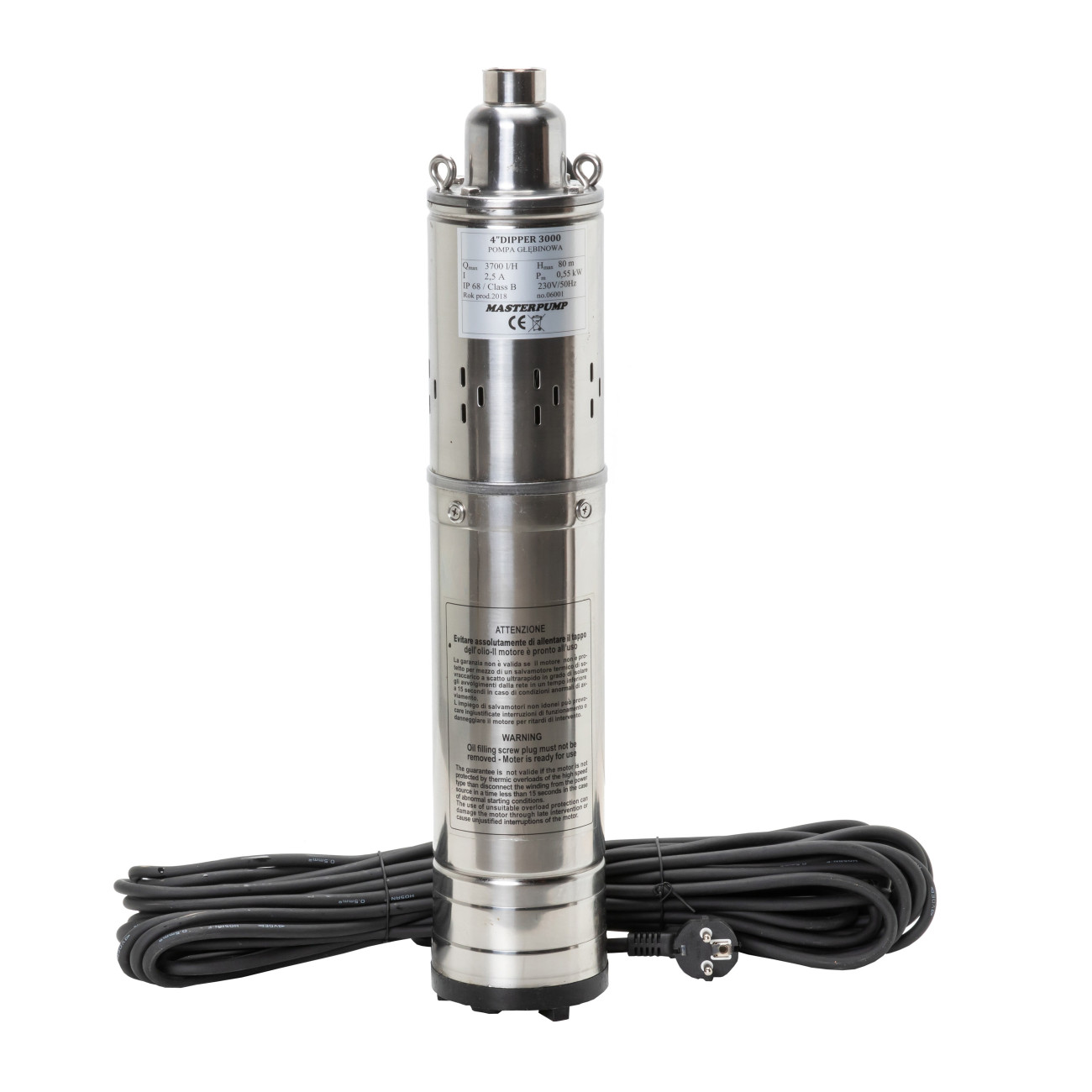 Reducere 20% - Pompa Submersibila cu Surub (snec) IBO DIPPER 2400 (550 W, 40 l/min, H Refulare 75 m, 4 Toli) + 15 m cablu 1 Pompa Submersibila cu Surub (snec) IBO DIPPER 2400 (550 W