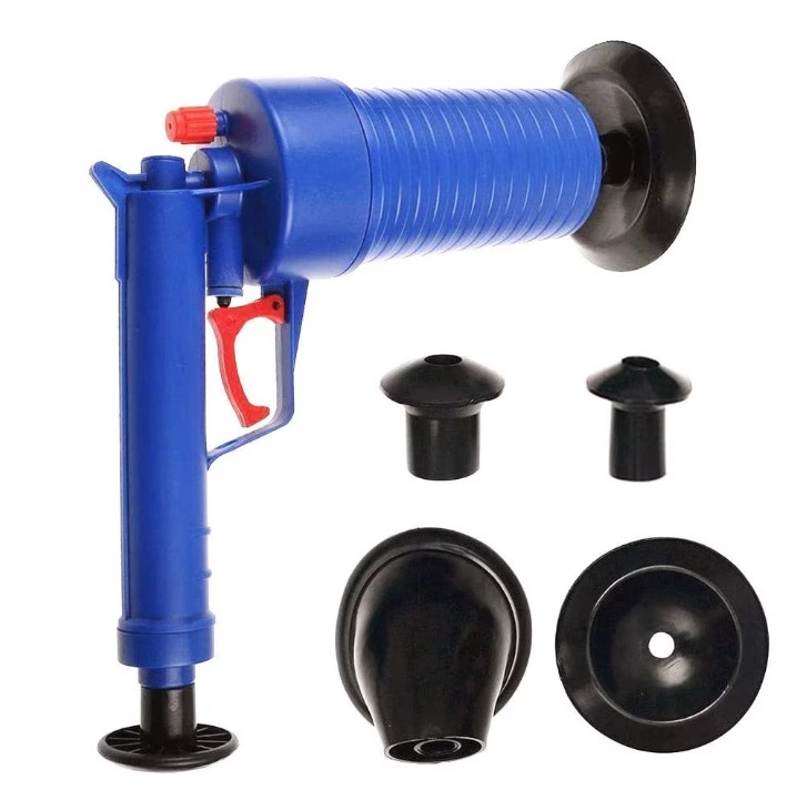 Reducere 45% - Pompa cu aer comprimat cu 4 accesorii pentru desfundat tevile 1 Pompa cu aer comprimat cu 4 accesorii pentru desfundat tevile