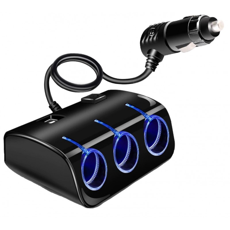 Reducere 52% - Priza auto cu 5 intrari NEON buton On/OFF 120W OLESON 1506 1 Priza auto cu 5 intrari NEON buton On/OFF 120W OLESON 1506