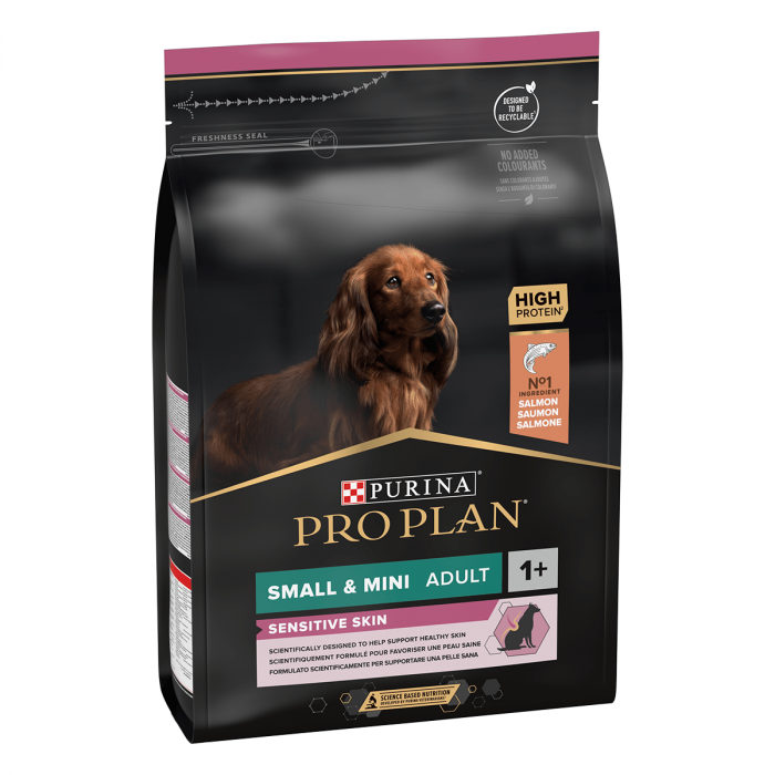 Reducere 33% - Pro Plan Optiderma Adult Small Mini Sensitive Somon, 700 g 1 Pro Plan Optiderma Adult Small Mini Sensitive Somon