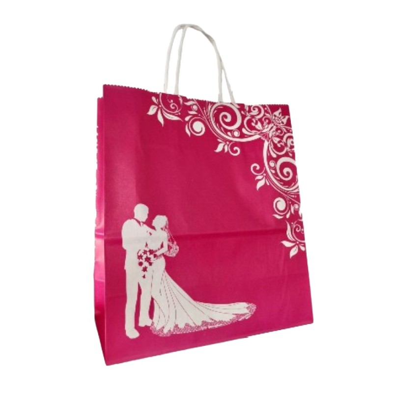 Reducere 14% – Punga din Hartie cu Manere, Roz, Model Miri, 22 x 11 x 25.5 cm , 100 Bucati 1 Punga din Hartie cu Manere
