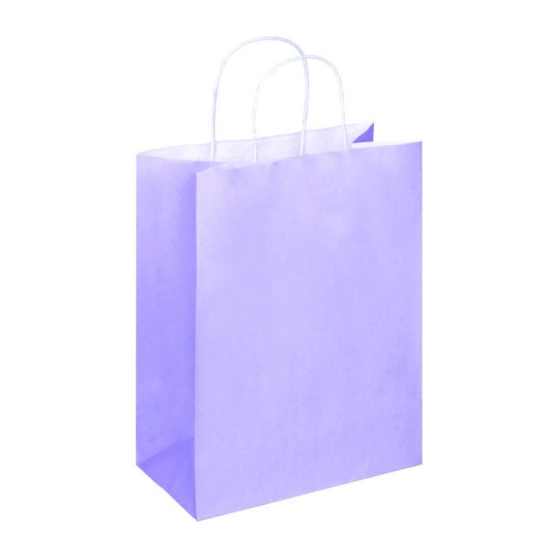 Reducere 14% - Pungi din Hartie cu Manere, Lila, Interior Alb, 32 x 12 x 41 cm, 100 Bucati 1 Pungi din Hartie cu Manere