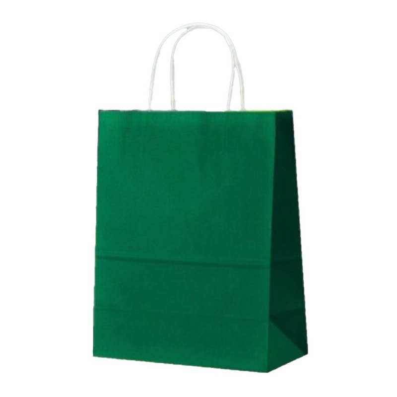 Reducere 14% - Pungi din Hartie cu Manere, Verde Inchis, Interior Alb, 32 x 12 x 41 cm, 100 Bucati 1 Pungi din Hartie cu Manere