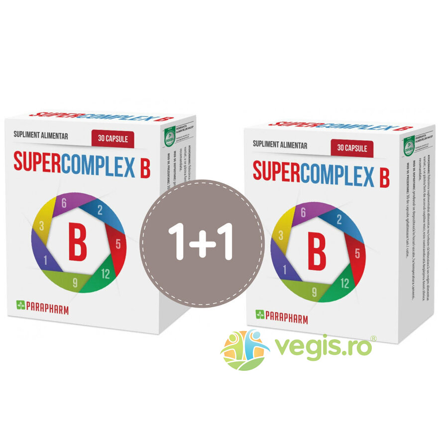 Reducere 50% - Pachet Super Complex B 30cps+30cps 1 Pachet Super Complex B 30cps+30cps