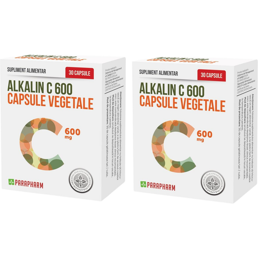 Reducere 50% - Pachet Alkalin C 600mg (Vitamina C Alcalina) 30cps+30cps 1 Pachet Alkalin C 600mg (Vitamina C Alcalina) 30cps+30cps
