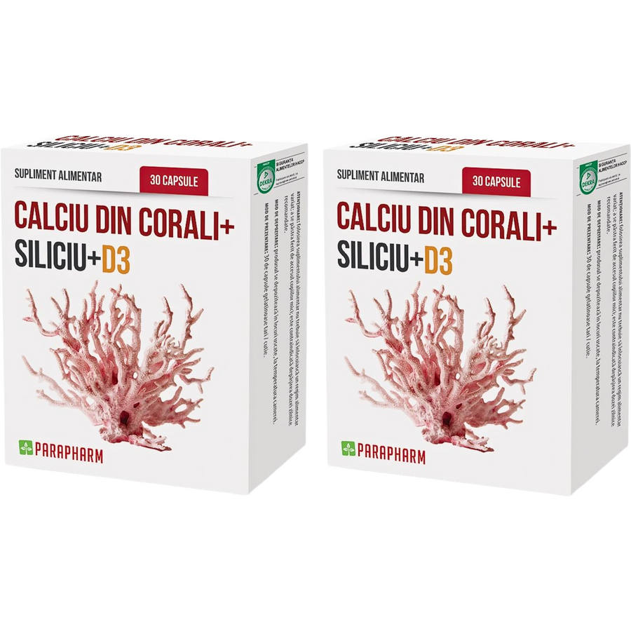 Reducere 50% - Pachet Calciu din Corali+Si+D3 30cps+30cps 1 Pachet Calciu din Corali+Si+D3 30cps+30cps