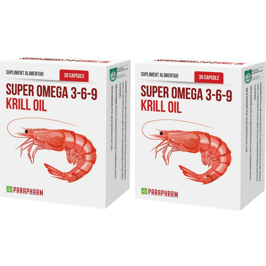 Reducere 50% - Pachet Super Omega 3-6-9 Krill Oil 30cps+30cps 1 Pachet Super Omega 3-6-9 Krill Oil 30cps+30cps