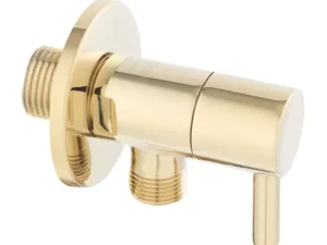 Robinet coltar Ferro 1 2  x3 8   rotund cu finisaj auriu lucios