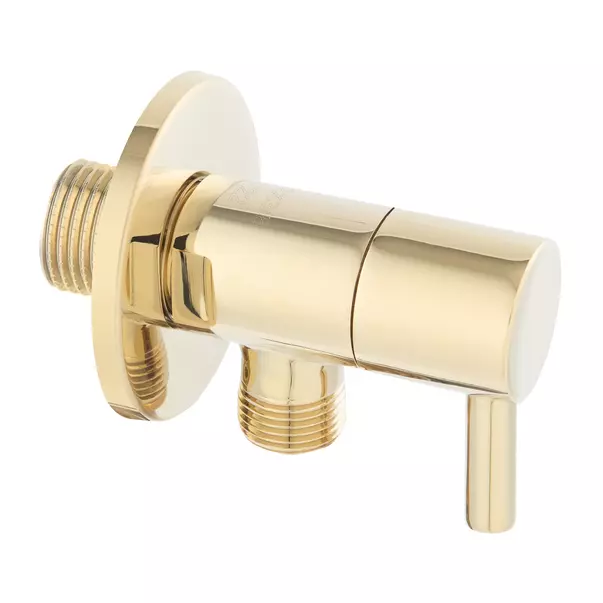 Reducere 25% - Robinet coltar Ferro 1 2 x3 8 rotund cu finisaj auriu lucios 1 Robinet coltar Ferro 1 2 x3 8 rotund cu finisaj auriu lucios