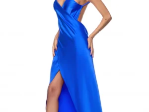 Rochie eleganta din material vaporros de culoare albastra