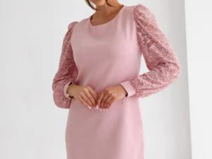 Rochie eleganta roz cu maneci di...