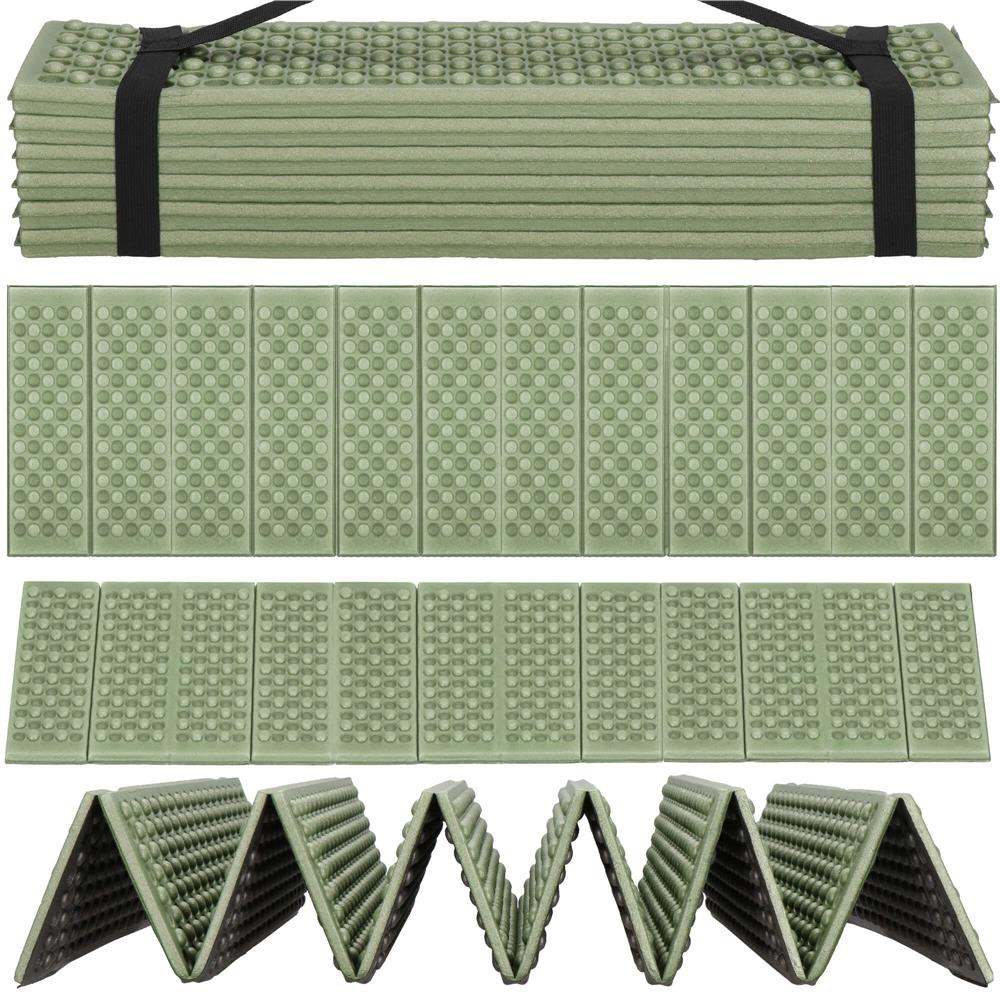 Reducere 21% - Saltea pliabila pentru camping sau plaja, 182x60 cm, spuma XPE, termoizolanta, pliere armonica, 12 segmente, verde 1 Saltea pliabila pentru camping sau plaja