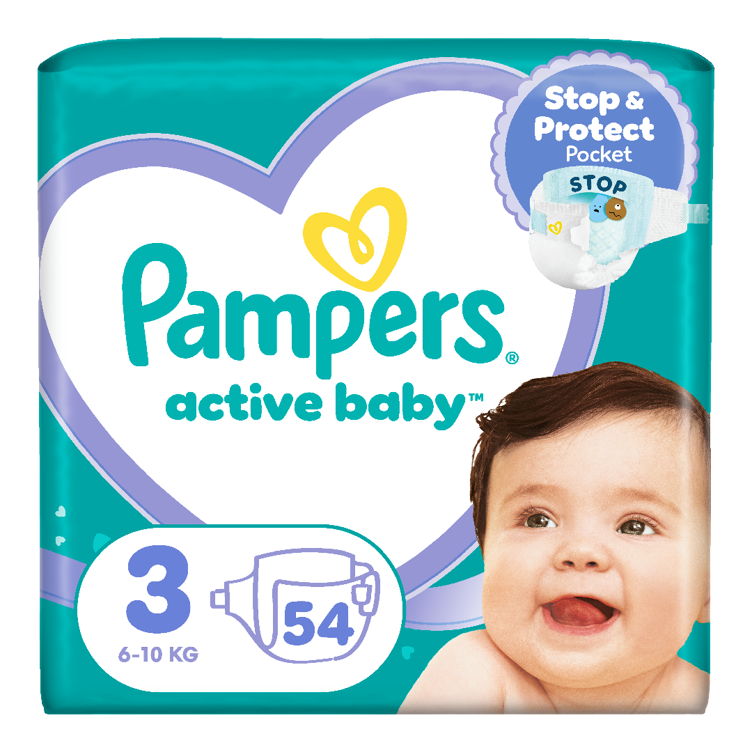 Reducere 15% - Scutece Active Baby, marimea 3, 6-10 kg, 54 bucati, Pampers 1 Scutece Active Baby