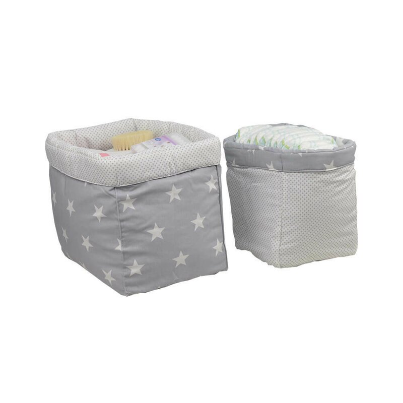 Reducere 57% - Set 2 cosuri depozitare, Bebe Stars, Din bumbac, Stars 1 Set 2 cosuri depozitare