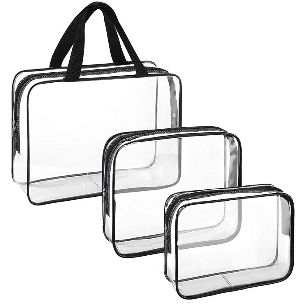 Reducere 21% - Set 3 genti organizatoare de calatorie cu fermoar, diverse dimensiuni, transparente 1 Set 3 genti organizatoare de calatorie cu fermoar