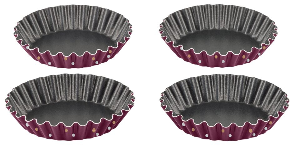 Reducere 55% - Set 4 forme pentru copt briose Tefal PerfectBake J5558102, 11 cm, invelis antiaderent 1 Set 4 forme pentru copt briose Tefal PerfectBake J5558102