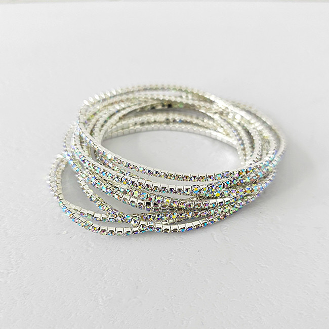 Reducere 35% - Set bratari elastice With Sparks, cu cristale artizanale, Argintiu-multicolor 2 cu cristale artizanale