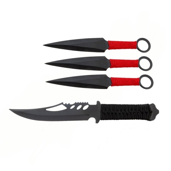 Reducere 53% - Set Cutit de vanatoare Extreme Battle si trei cutite de aruncat, Ninja Way, DEPOX , otel inoxidabil 1 Set Cutit de vanatoare Extreme Battle si trei cutite de aruncat