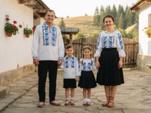 Set Familie Traditionala 396   Camasi traditionale cu broderie