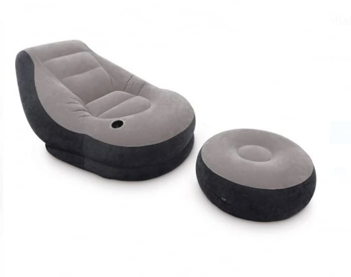 Reducere 22% - Set fotoliu tip sezlong si suport gonflabil pentru picioare, Gri, 100kg, Intex 1 Set fotoliu tip sezlong si suport gonflabil pentru picioare