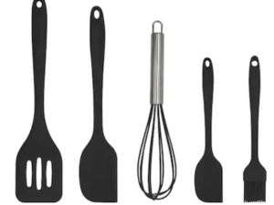 Set 5 ustensile de gatit din silicon negre