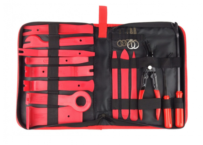 Reducere 64% - Set HUSA 19 piese extractoare pentru radio tapiterie cleme auto 1 Set HUSA 19 piese extractoare pentru radio tapiterie cleme auto