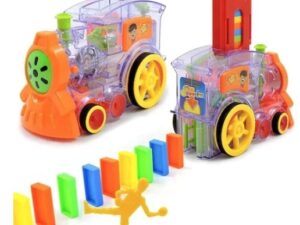 Set trenulet electric de jucarie cu 60 de piese domino