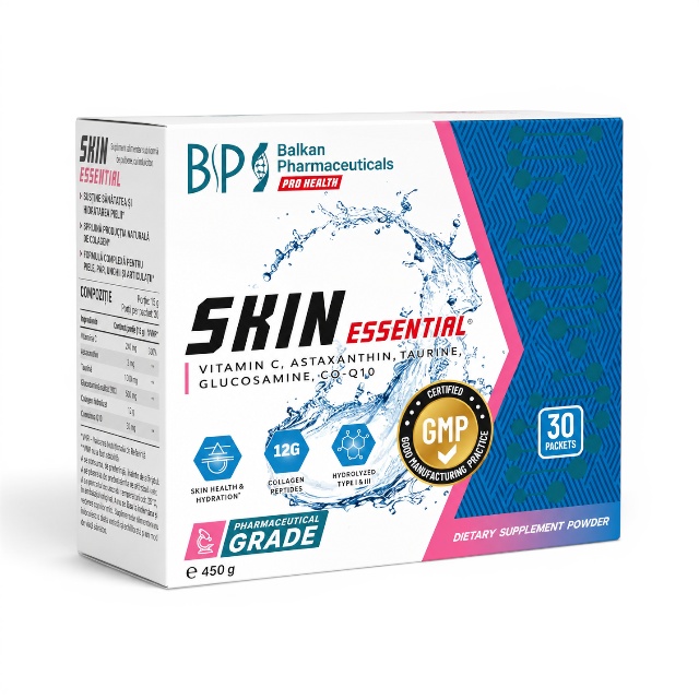 Reducere 15% - Skin Essential Colagen Hidrolizat, 30 plicuri, Balkan Pharmaceuticals 1 Skin Essential Colagen Hidrolizat