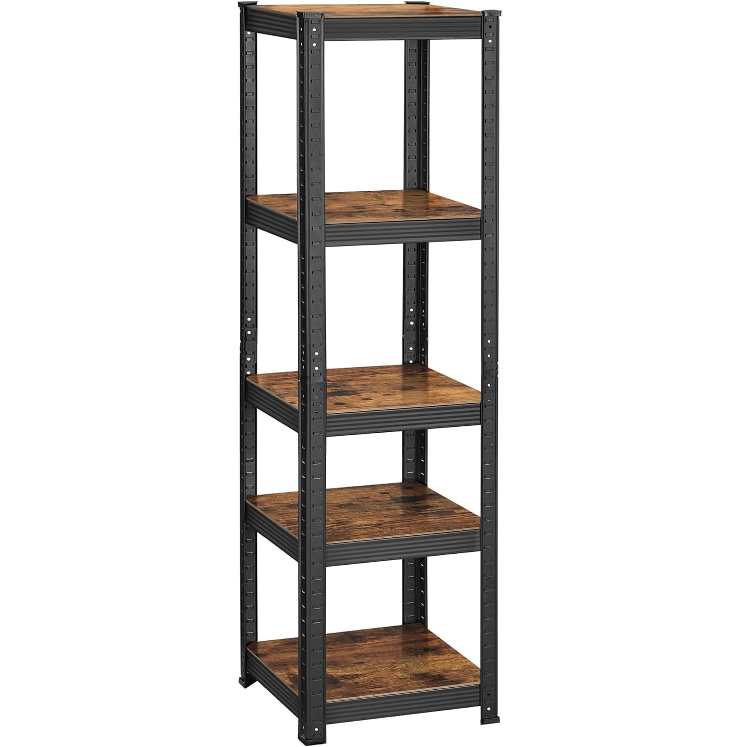 Reducere 20% - Etajera 5 rafturi ajustabile, structura metalica, stil industrial, MDF, 37x37x150 cm, maro si negru 1 Etajera 5 rafturi ajustabile