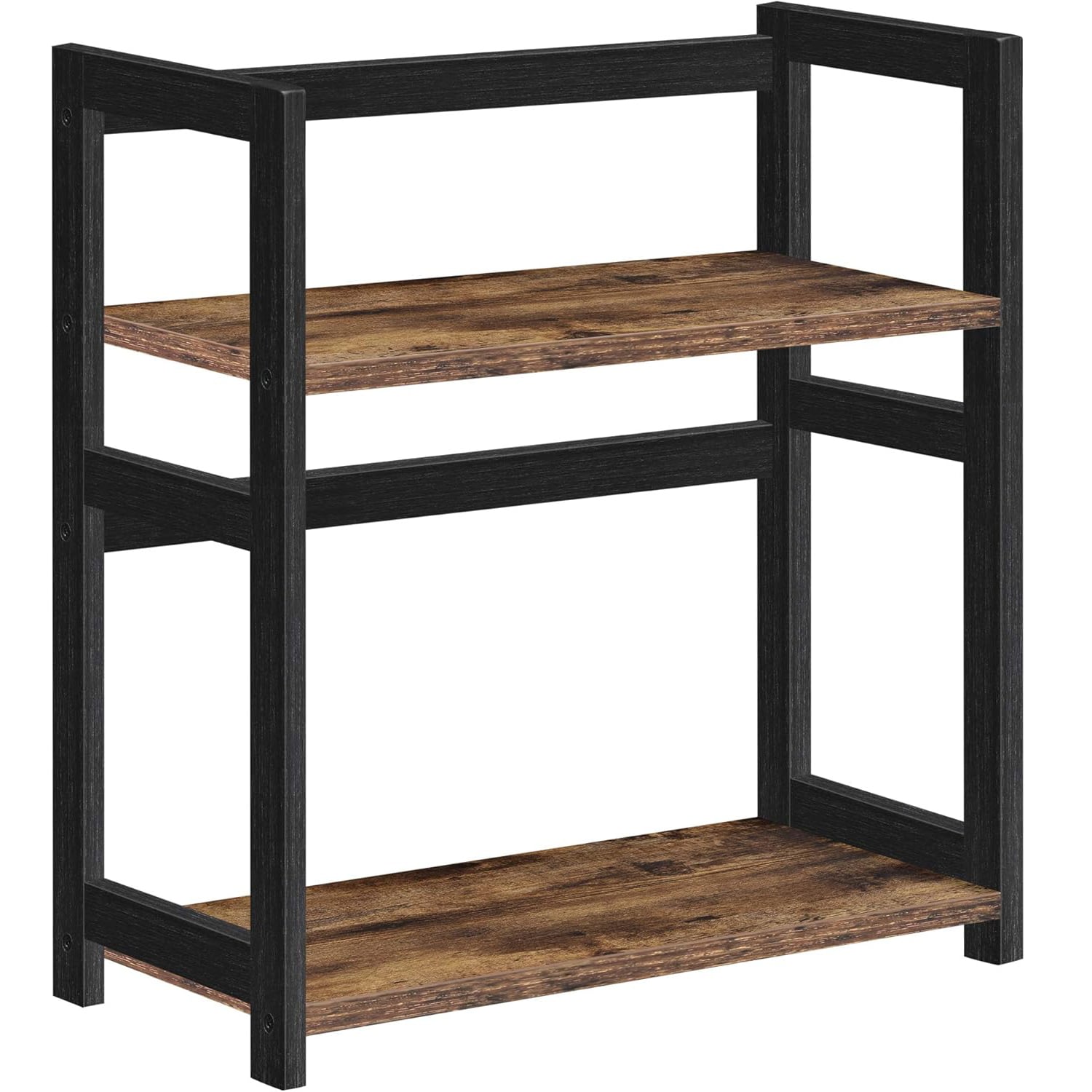 Reducere 20% - Raft depozitare 2 niveluri mdf bambus organizator birou, 42x18x43 cm, design natural, maro rustic 1 Raft depozitare 2 niveluri mdf bambus organizator birou