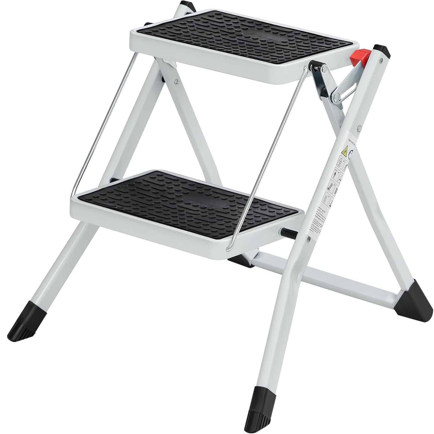 Reducere 20% - Scara pliabila cu 2 trepte, sarcina 150 kg, otel, 50x60x44 cm, alb si negru 1 Scara pliabila cu 2 trepte