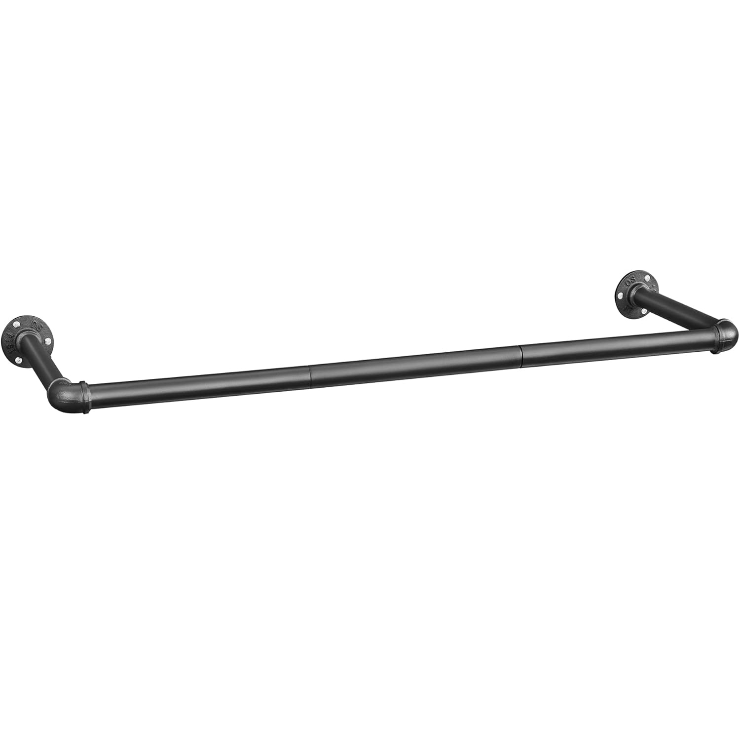 Reducere 21% - Suport bara de perete pentru haine, stil industrial, metal, 92x30 cm, negru 1 Suport bara de perete pentru haine