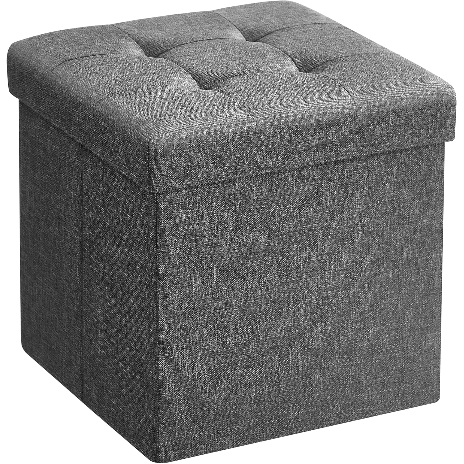 Reducere 21% - Taburet pliabil depozitare sezut tapitat mdf imitatie in, 30x30x30 cm, maxim 130 kg, gri 1 Taburet pliabil depozitare sezut tapitat mdf imitatie in