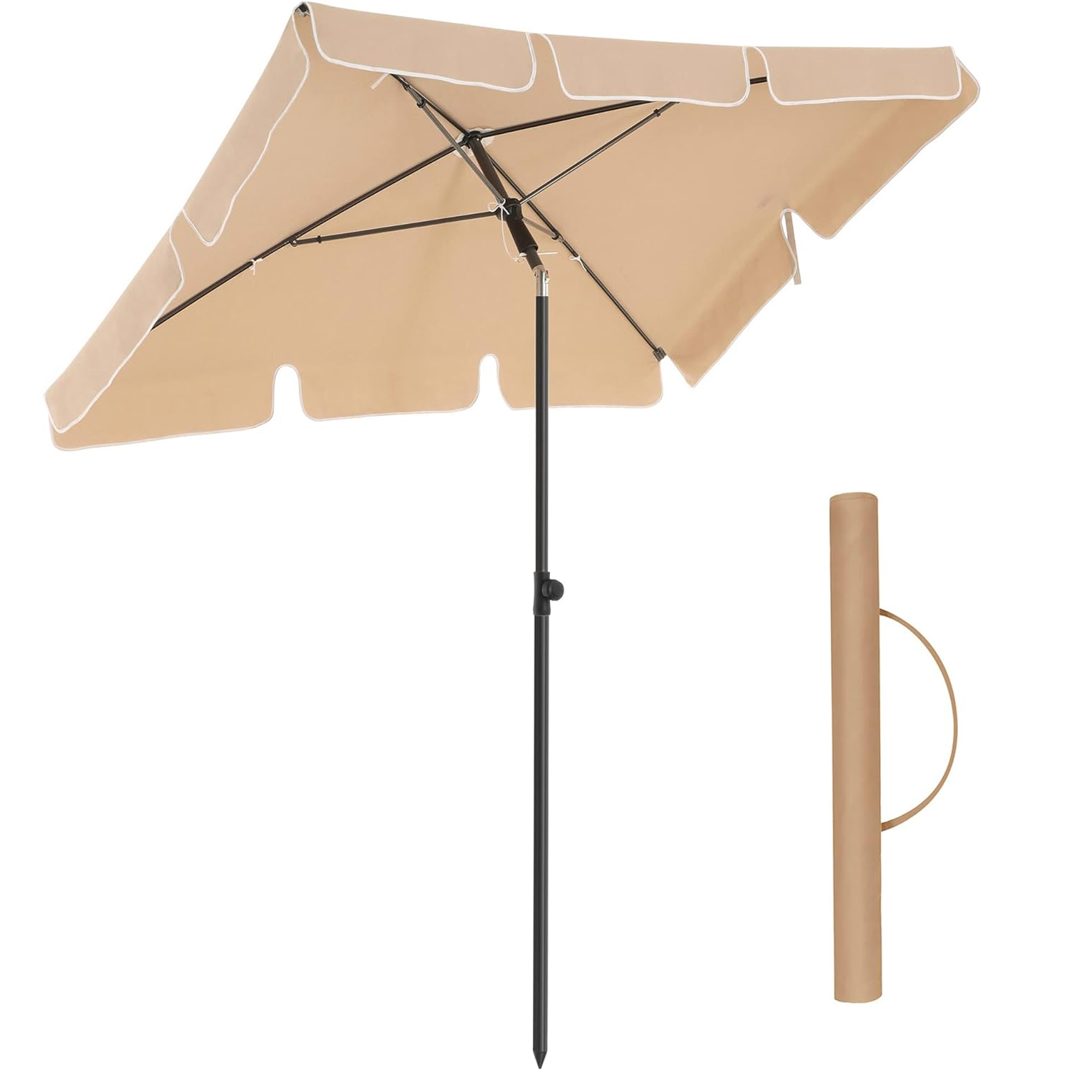 Reducere 20% - Umbrela terasa gradina sau plaja, cu inclinare, husa, 200x125cm, taupe 1 Umbrela terasa gradina sau plaja