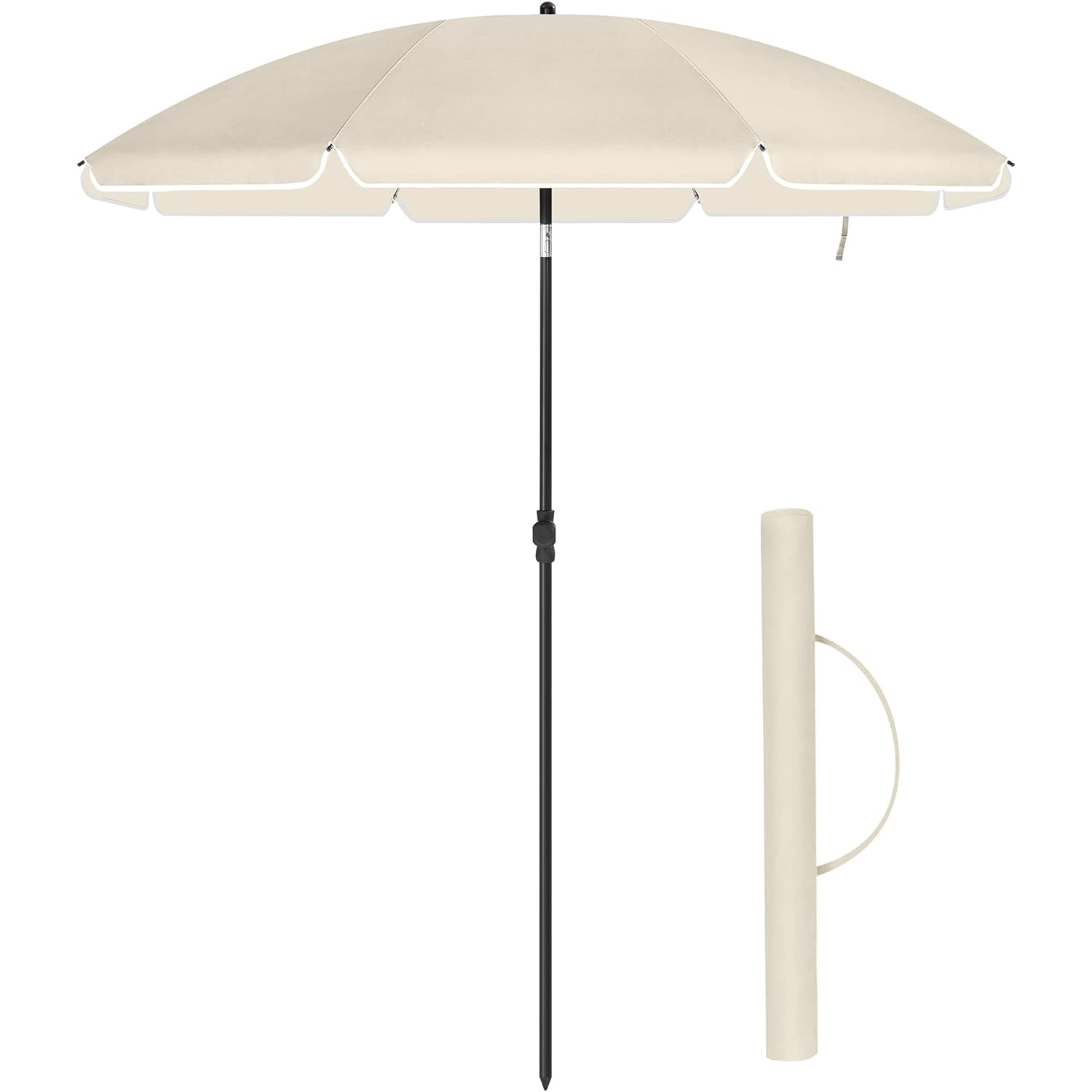 Reducere 21% - Umbrela terasa gradina sau plaja, cu inclinare, husa, diametru 160cm, bej 1 Umbrela terasa gradina sau plaja