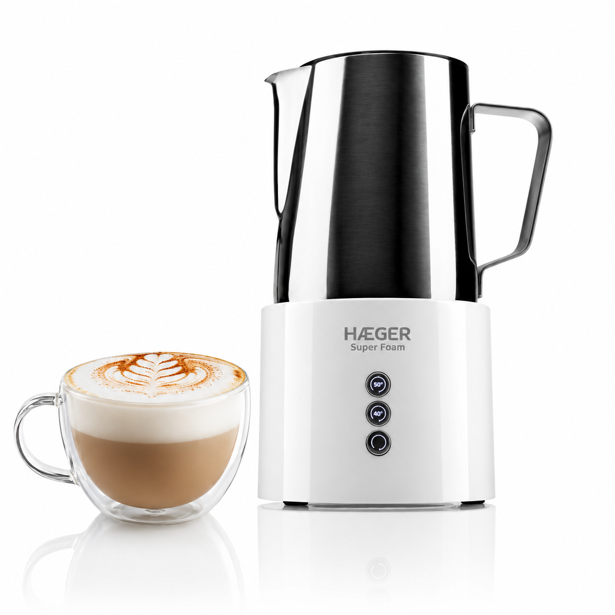 Reducere 20% - Spumator de lapte 3-in-1 HAEGER SUPER FOAM, Putere 600W, Capacitate 250ml spuma 500ml incalzire, Functie 3in1 spuma calda-rece-incalzire, Spuma fina 1 Spumator de lapte 3-in-1 HAEGER SUPER FOAM