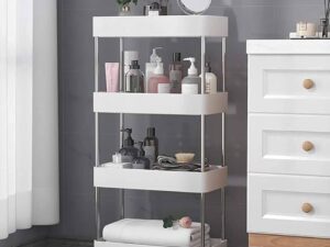 Suport depozitare cu 4 rafturi tip carucior modular pentru baie sau bucatarie