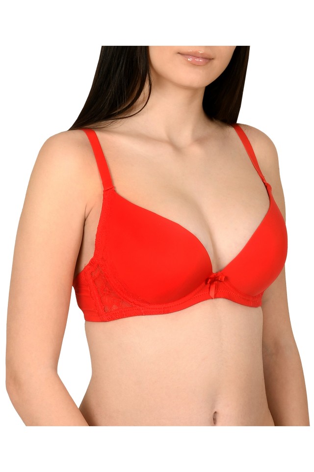 Reducere 31% – Sutien clasic, cu dantela aplicata, Lemila, rosu (Marime cupa: 70B) 1 Sutien clasic