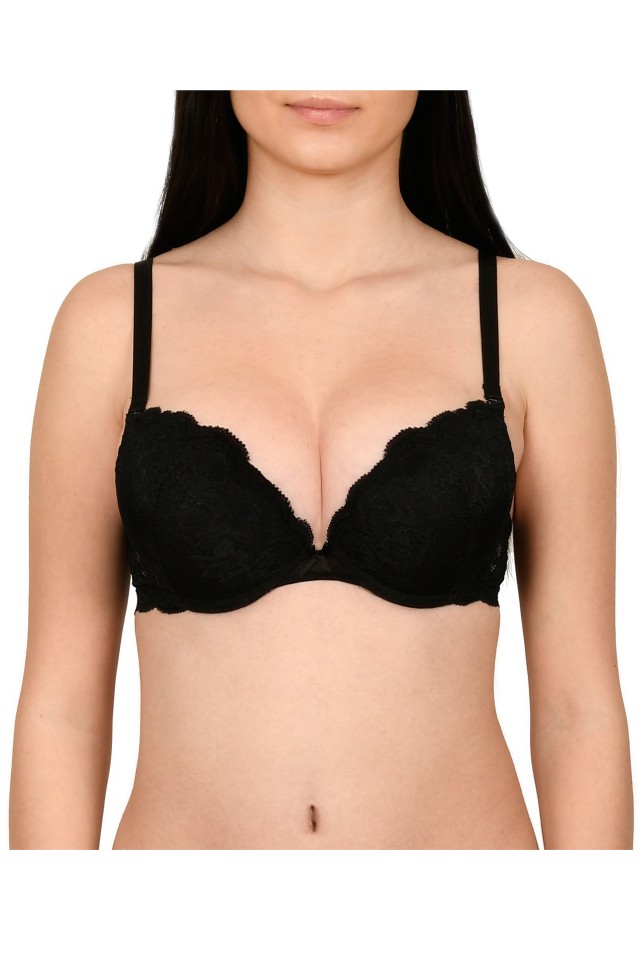 Reducere 26% – Sutien dantela, cupe buretate, Lemila, negru (Marime cupa: 70C) 1 Sutien dantela