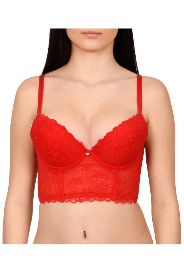 Reducere 33% - Sutien tip corset, din dantela, Lemila, rosu (Marime cupa: 80B) 1 Sutien tip corset