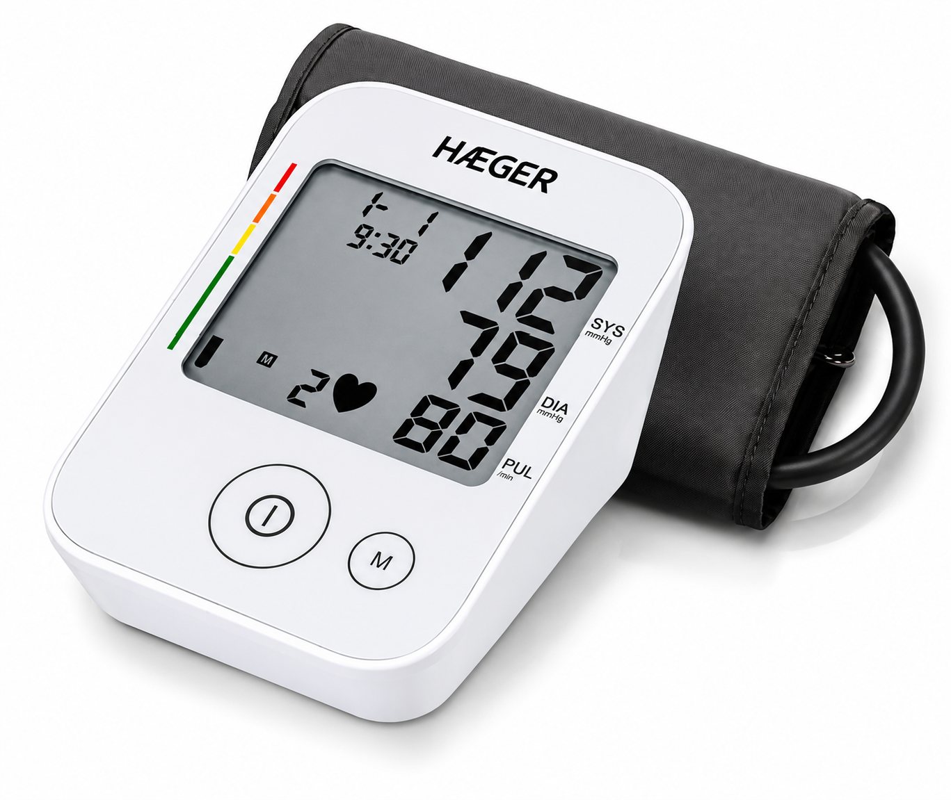 Reducere 20% - Tensiometru de brat HAEGER DIGI HEART, 60 de memorii, Detectare aritmie cardiaca, Masurare oscilometrica precisa, Indicator OMS nivel tensiune, Alb 1 1 Tensiometru de brat HAEGER DIGI HEART