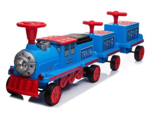 Trenulet electric cu 2 vagone suplimentare pentru 4 copii SX1919
