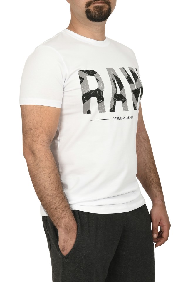 Reducere 25% – Tricou slim fit cu imprimeu RAW, alb (Marime tricou: XL) 1 Tricou slim fit cu imprimeu RAW