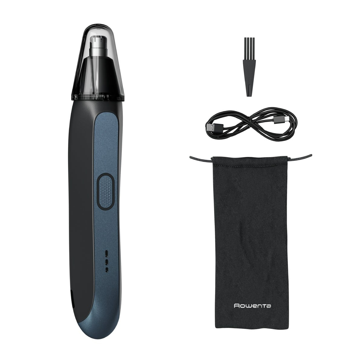 Reducere 20% - Trimmer pentru nas urechi Rowenta Performance TN3720E0, autonomie 3 ore, 7300 rpm, tehnologie Wet Dry, sistem de blocare, albastru 1 Trimmer pentru nas urechi Rowenta Performance TN3720E0