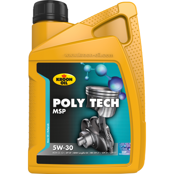 Reducere 22% - Ulei motor KROON OIL PolyTech MSP 5W30 37399, volum 1 litru, full sintetic 1 Ulei motor KROON OIL PolyTech MSP 5W30 37399