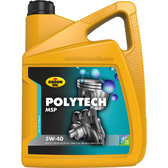 Reducere 17% - Ulei motor KROON OIL PolyTech MSP 5W40 37337, volum 5 litri, full sintetic 1 Ulei motor KROON OIL PolyTech MSP 5W40 37337