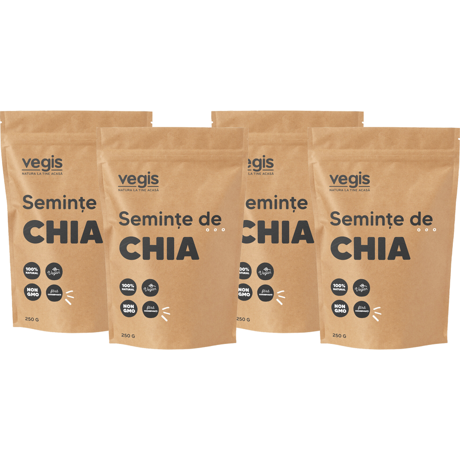 Reducere 27% - Pachet Seminte de Chia 1kg (4 x 250g) 1 Pachet Seminte de Chia 1kg (4 x 250g)