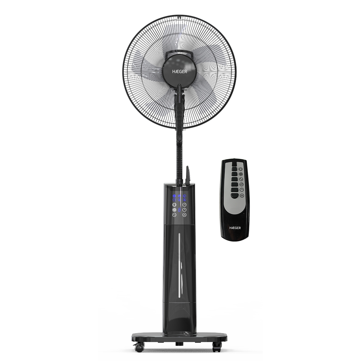 Reducere 20% - Ventilator cu picior si umidificator HAEGER BLACK MIST II, Putere 70 W, 3 viteze, Panou digital cu LED, Telecomanda, Negru 1 Ventilator cu picior si umidificator HAEGER BLACK MIST II